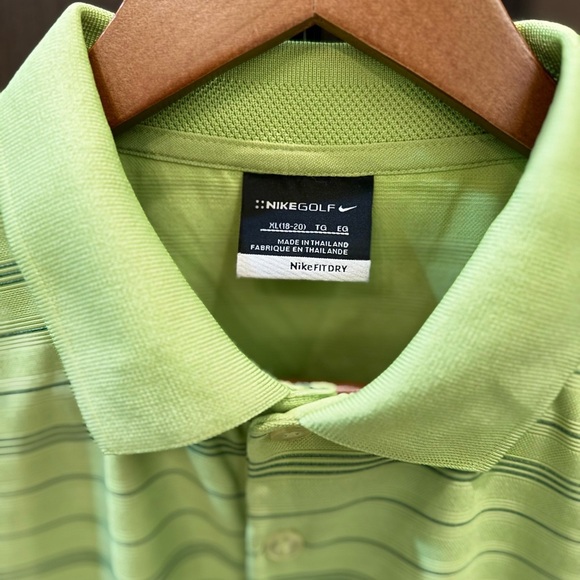 Nike Golf Boys’ Green Striped Polo Shirt Size XL - Picture 4 of 7
